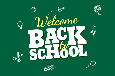 Green Welcome Back to School Learning Icons Sign Template