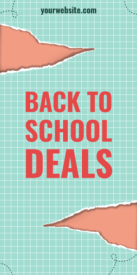 Back to School Deals on Torn Green Math Paper Sign Template