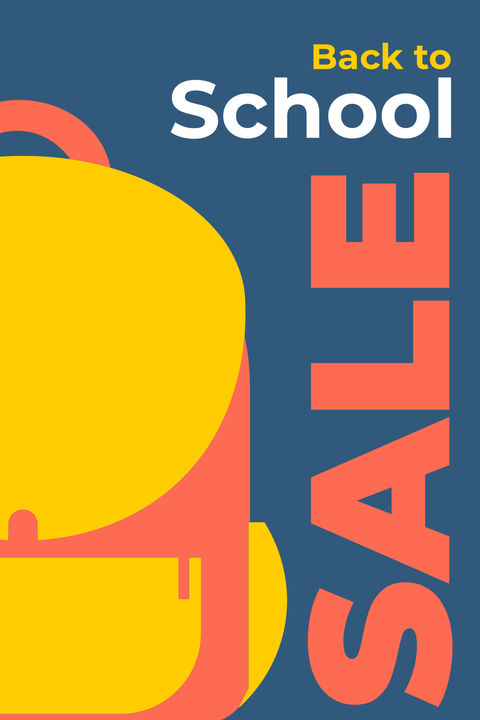 Back to School Sale Orange Bag Illustration Sign Template