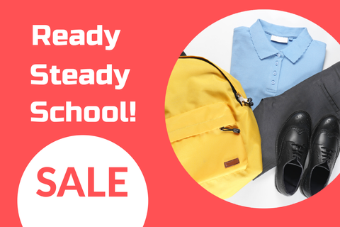 School Uniform and Backpack Retail Photo Sale Sign Template