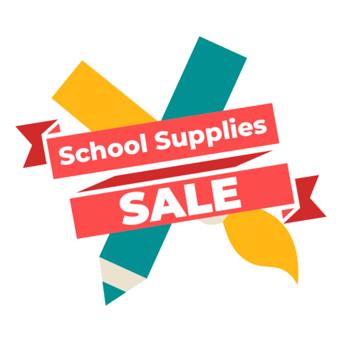 Colorful School Stationery Pen and Paint Brush Sale Template