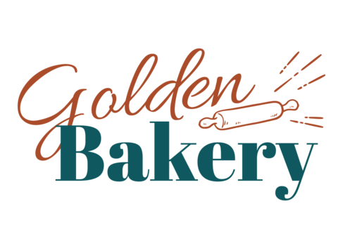 Golden Bakery Text With Rolling Pin Logo Sign Template