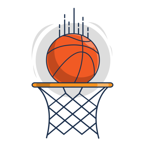 Basketball Going Through a Hoop Clip Art Template