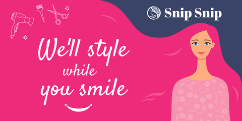 Smiling Woman With Pink Hair Beauty Salon Art Template