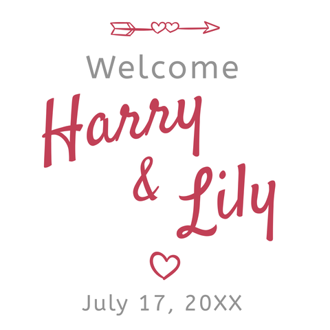 Red and White Font Wedding Welcome Sign Template