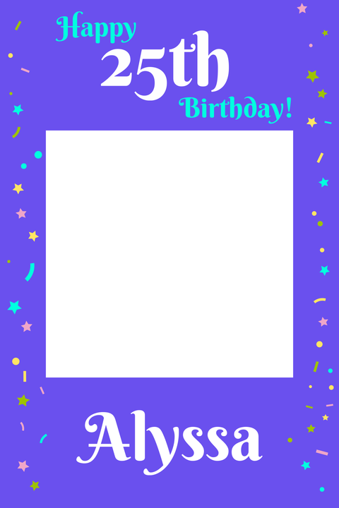 Confetti Themed 25th Birthday Selfie Frame Template