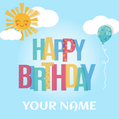 Smiling Sun and Blue Sky Happy Birthday Quote Template