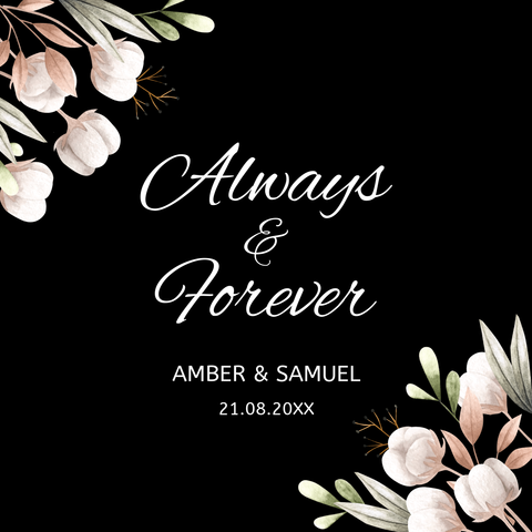 Black and White Floral Wedding Sign Template