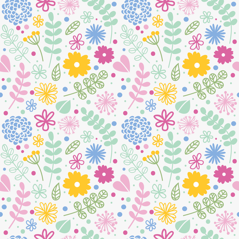 Colorful Flower and Leaf Illustrated Motif Nature Template