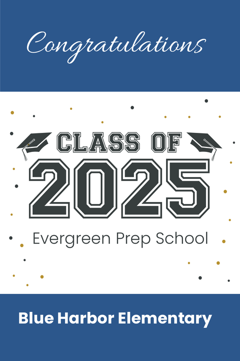Black, Blue and White Graduation Sign Template