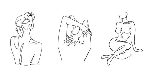 Female Body Line Art Silhouette Decorative Sign Template