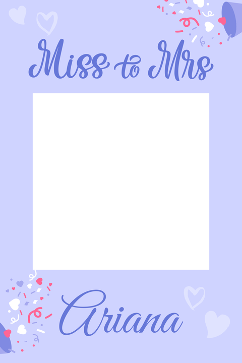 Violet Miss to Mrs Bridal Shower Selfie Frame Template
