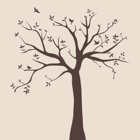 Fall Tree Silhouette With Birds Seasonal Sign Template