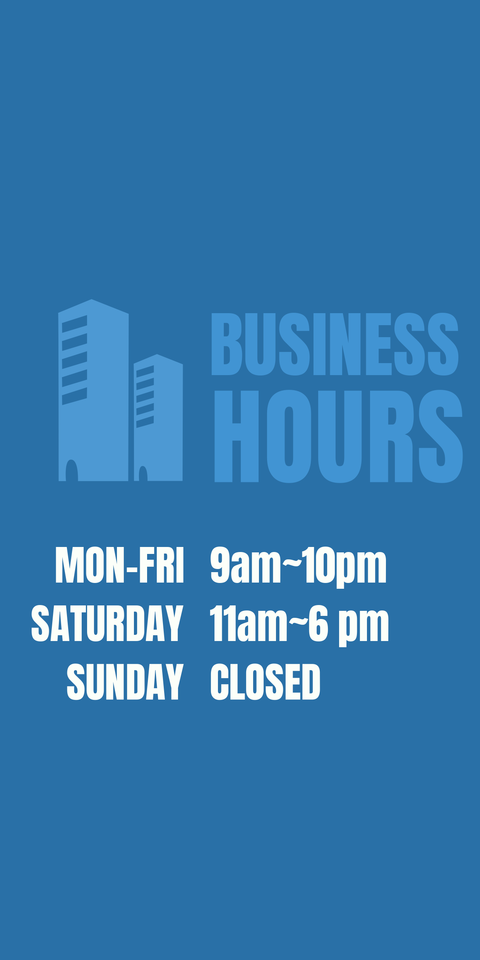 Blue Business Centers and Working Hours Sign Template