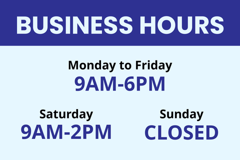 Blue-Themed Business Hours Sign Template