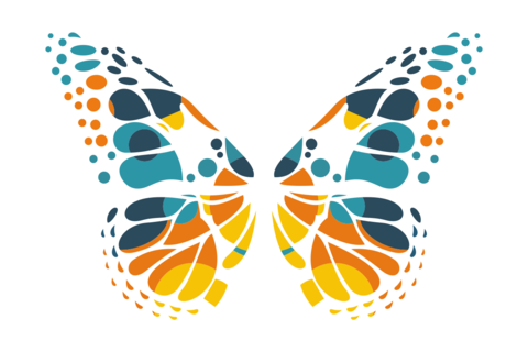 Butterfly With Colorful Mosaic Wings Animal Template