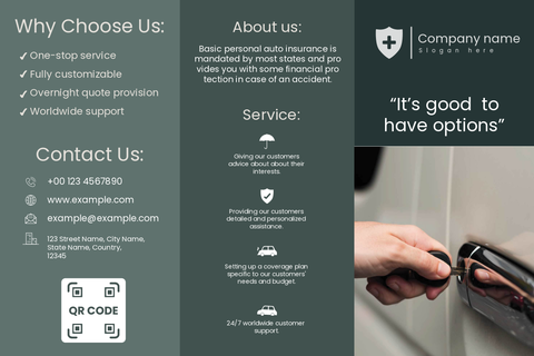 Car Insurance Benefits and Services Brochure Template