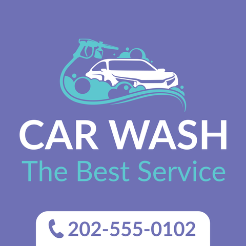 Colorful Car Wash Service Sign Template
