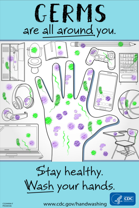 Germ Awareness, Handwashing Importance CDC Sign Template