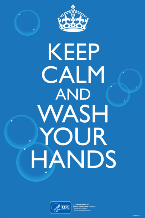 Blue Keep Calm and Wash Your Hands CDC Sign Template