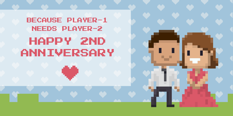 Happy Anniversary Video Game Pixel Art Couple Event Template