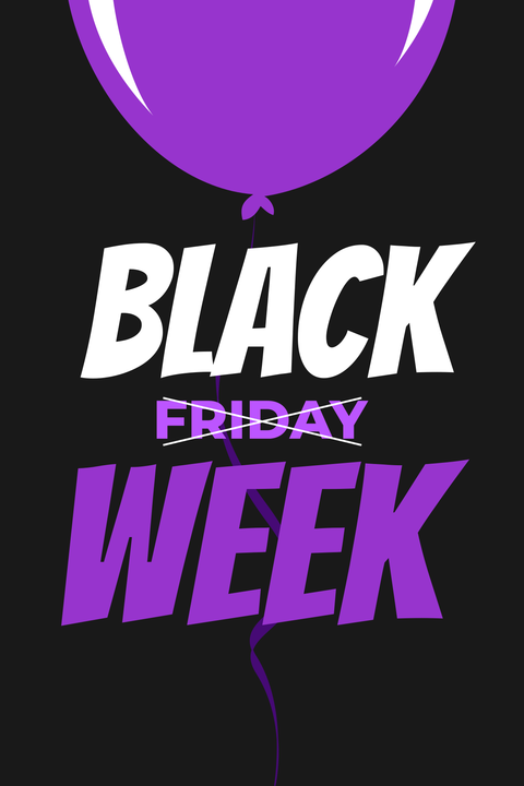 Purple Balloon Black Friday Week Sales Sign Template