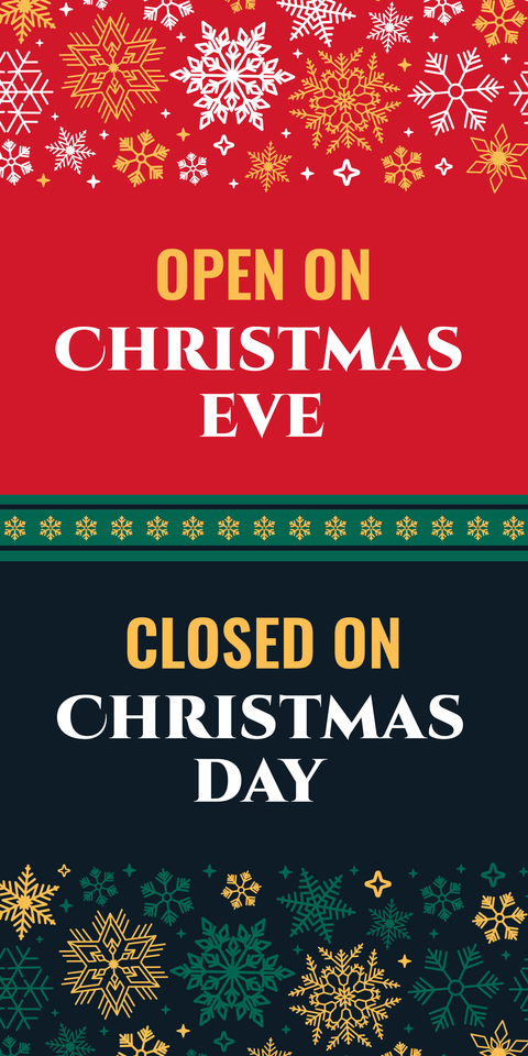 Red and Green Open Closed Christmas Sign Template