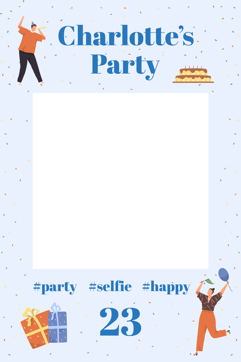 Partying Characters Birthday Selfie Frame Template