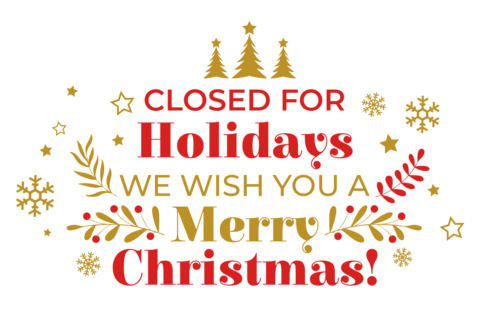 Red and Gold Closed for Christmas Sign Template