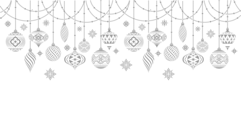 Silver Christmas Ornaments Sign Template