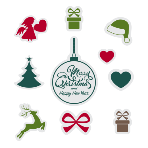 Christmas Tree, Reindeer and Gifts Illustrations Template