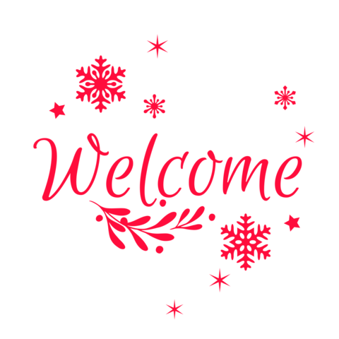 Red Christmas Icons With Welcome Text Holiday Template