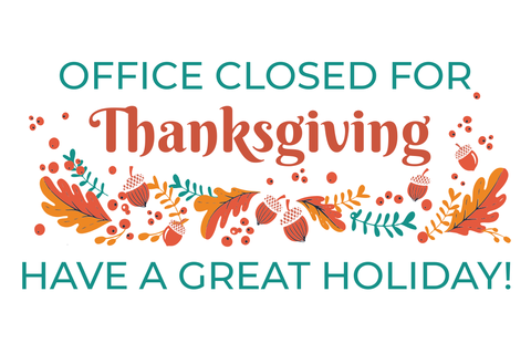 Golden Thanksgiving Office Closed Sign Template