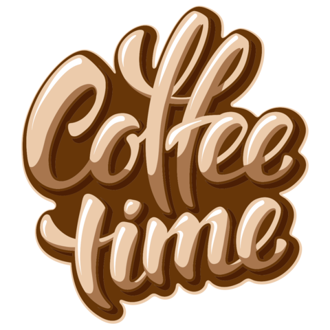 Coffee Time Lettering with Brown Shadows Sign Template