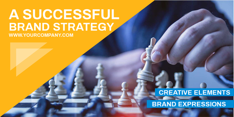 Successful Brand Strategy Chess Background Sign Template