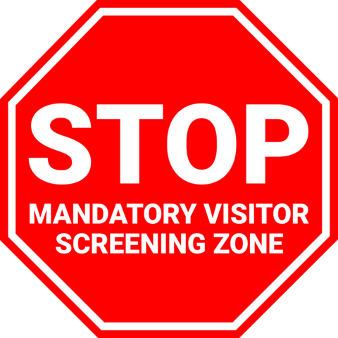 Red Octagon Shaped Visitor Screening Zone Sign Template
