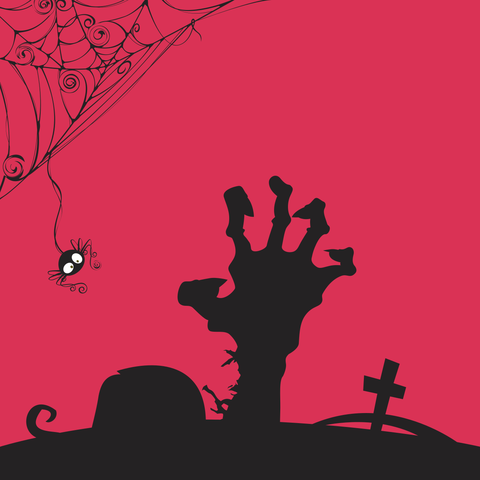 Zombie Hand in a Cemetery Halloween Sign Template