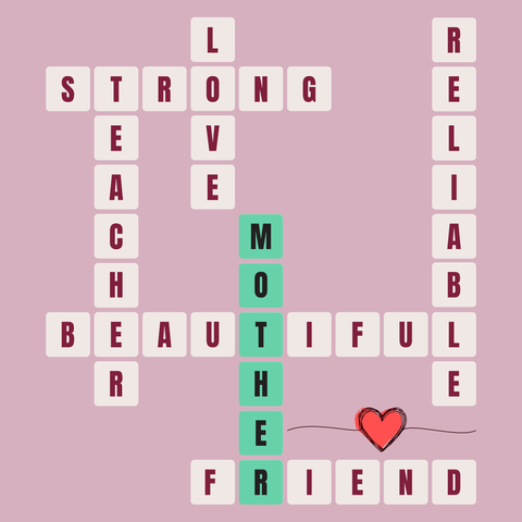 Pink Crossword Graphic Mother's Day Sign Template
