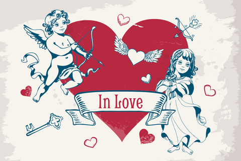 Angels With a Big Red Heart Valentine's Day Sign Template