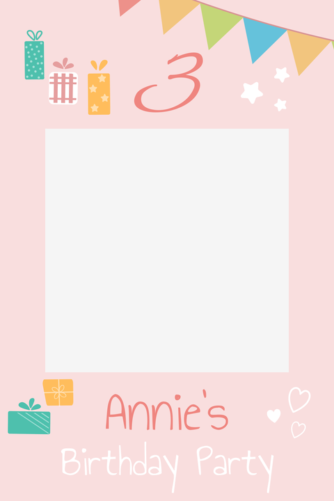 Light Pink Birthday Girl Party Selfie Frame Template