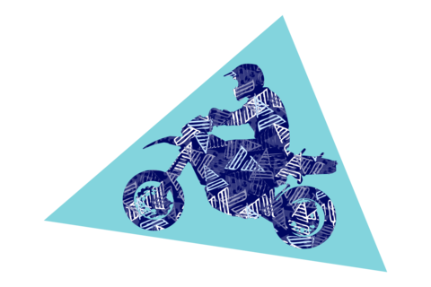 Blue Geometric Motocross Racer Motorcyclist Sign Template