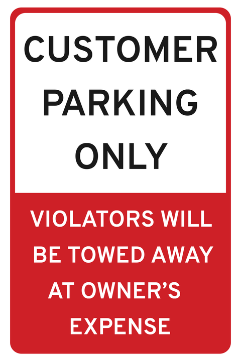Red and White Customer Only Parking Sign Template