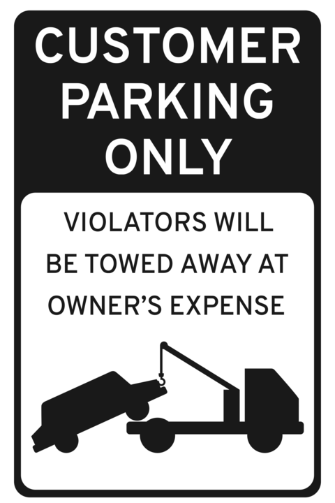 Black and White Customer Only Parking Sign Template