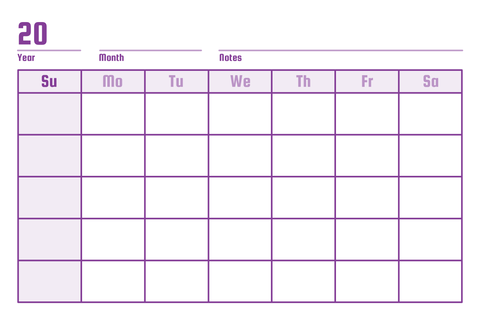 Purple Weekly Blank Organizer Calendar Template