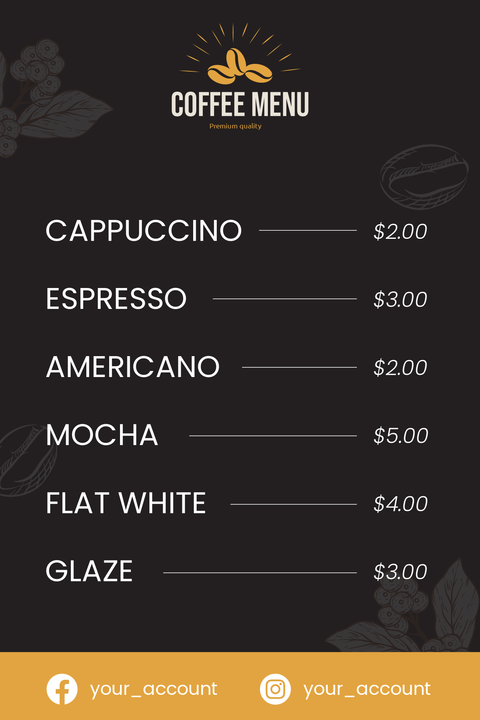 Customizable Coffee Menu Sign Template