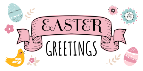 Easter Chick, Eggs and Flowers Decorative Sign Template
