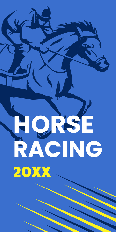 Blue Horse Racing Event with Date and Illustration Template