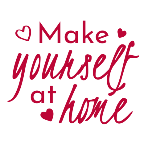 Make Yourself at Home Note With Hearts Sign Template