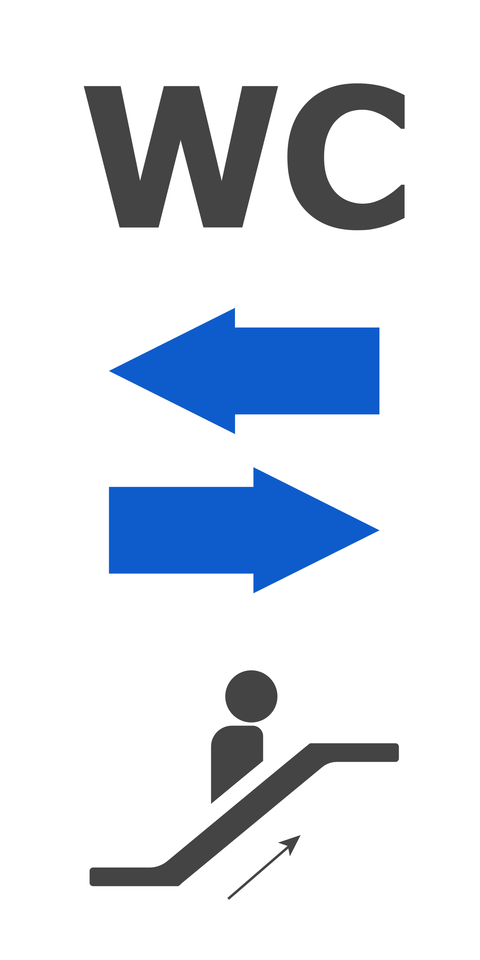 Black, White and Blue Directional WC Sign Template