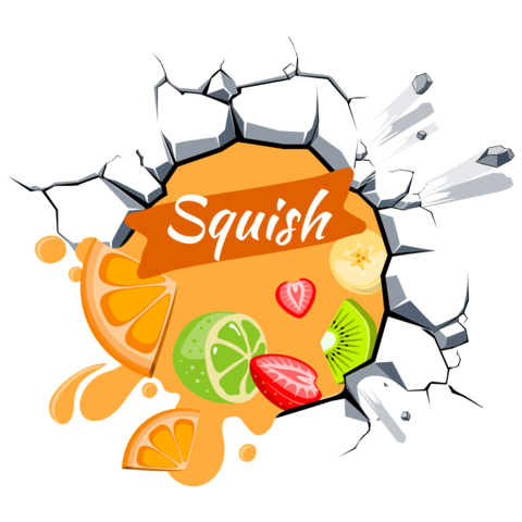 Fresh Fruit Juice Splashing Out of a Cracked Wall Template